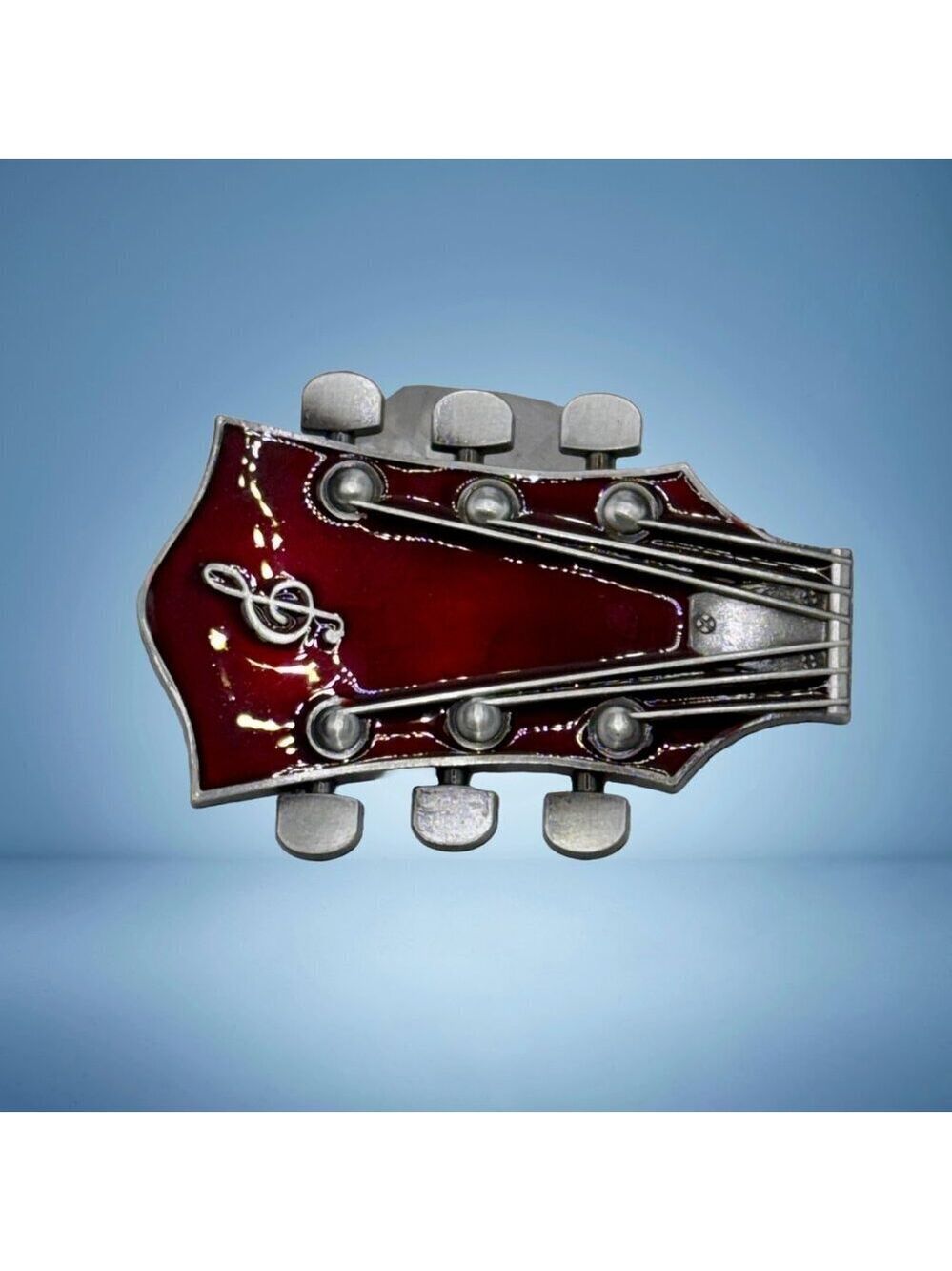 Guitar Rocker Dark Red Headstock Belt Buckle